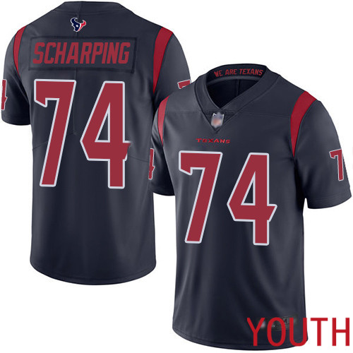 Houston Texans Limited Navy Blue Youth Max Scharping Jersey NFL Football 74 Rush Vapor Untouchable